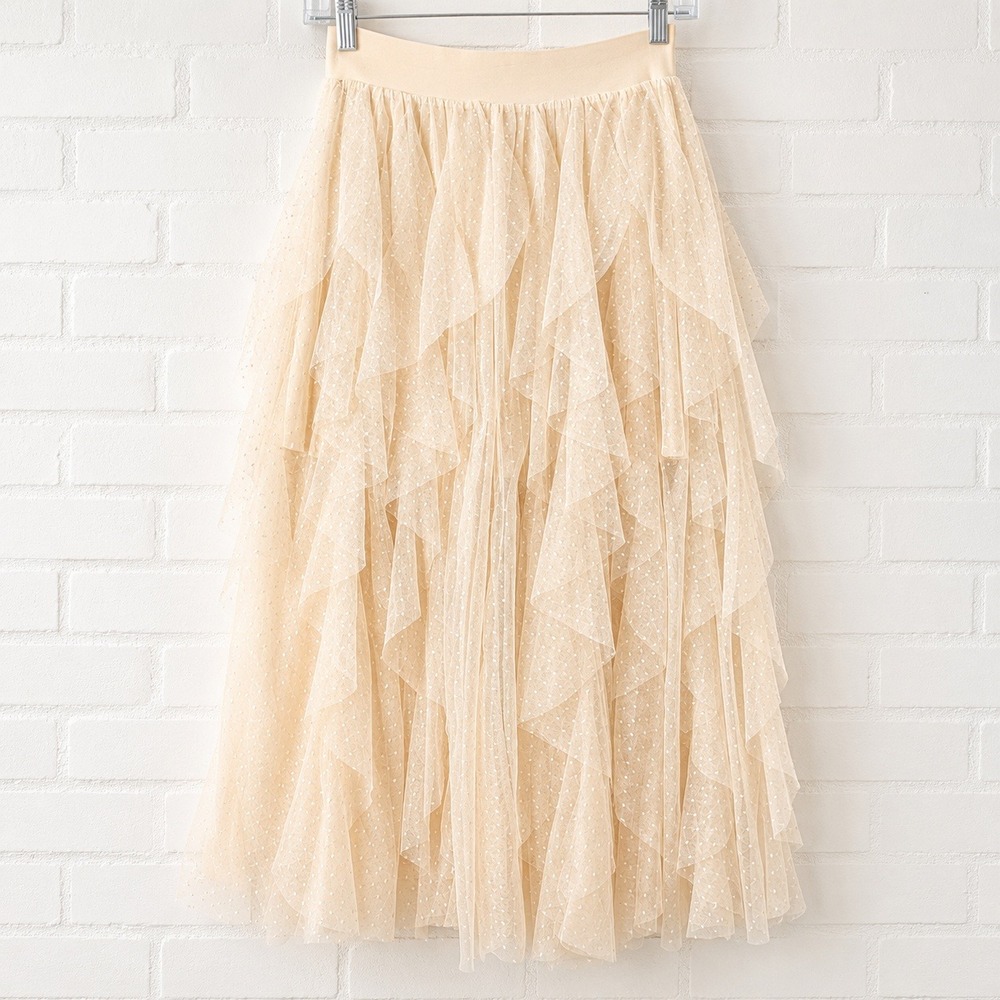 Sincerely Jules Ruffle Tulle Midi Skirt Size S Swiss Dot Coquette Fairy Tiered - Picture 2 of 12